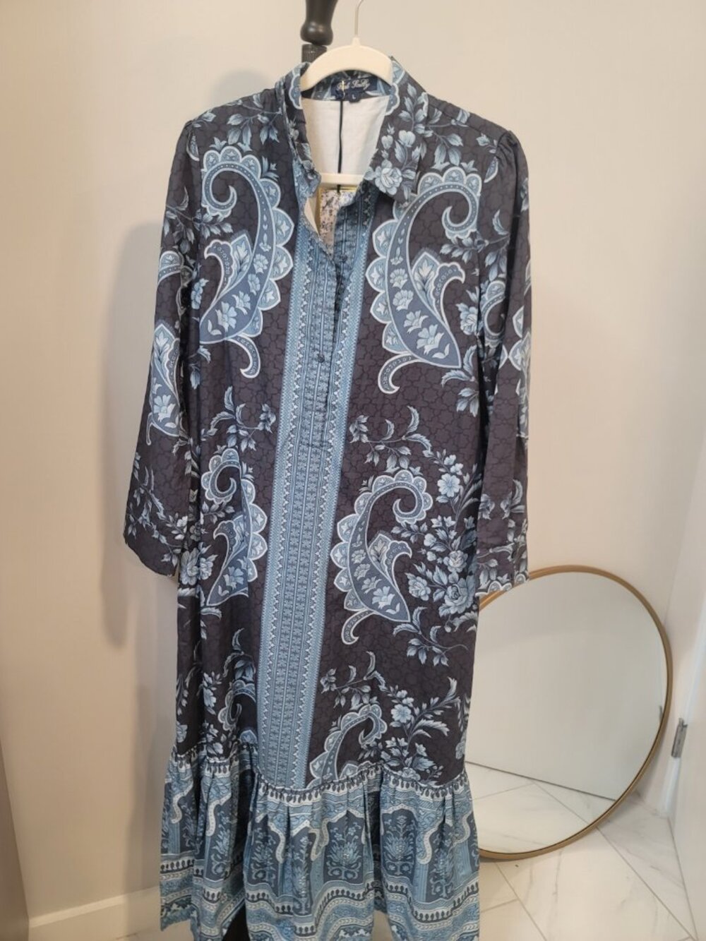 Trish Scully Isobel Long Sleeve Maxi Dress Cotton New NWT Multicolor Large - Picture 2 of 11